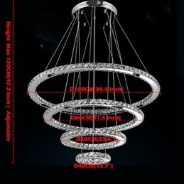 Lustre suspendu moderne en cristal transparent, éclairage de plafond, dimensions : 100 cm, 80 cm, 60 cm, 40 cm