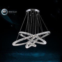 Lustre suspendu moderne en cristal transparent, éclairage de plafond, dimensions : 100 cm, 80 cm, 60 cm, 40 cm