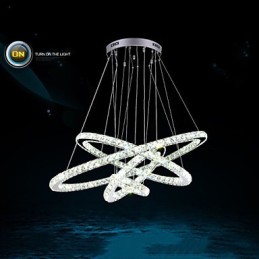 Lustre suspendu moderne en cristal transparent, éclairage de plafond, dimensions : 100 cm, 80 cm, 60 cm, 40 cm