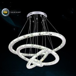 Lustre suspendu moderne en cristal transparent, éclairage de plafond, dimensions : 100 cm, 80 cm, 60 cm, 40 cm