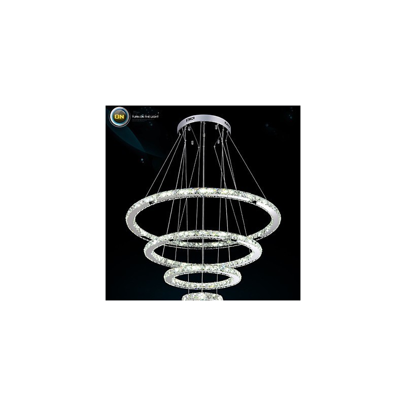 Lustre suspendu moderne en cristal transparent, éclairage de plafond, dimensions : 100 cm, 80 cm, 60 cm, 40 cm