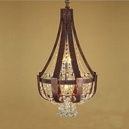 Lustre créatif en cristal et cuir de luxe post-moderne Lron
