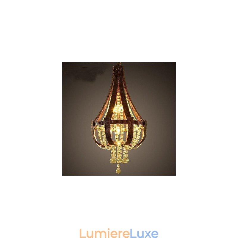 Lustre créatif en cristal et cuir de luxe post-moderne Lron