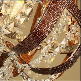 Lustre créatif en cristal et cuir de luxe post-moderne Lron