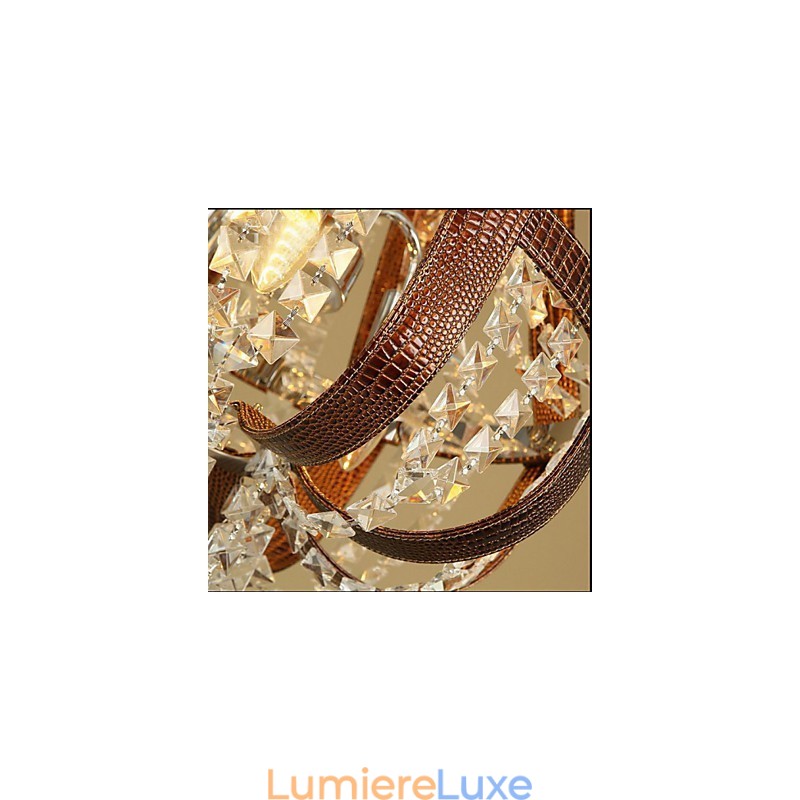Lustre créatif en cristal et cuir de luxe post-moderne Lron