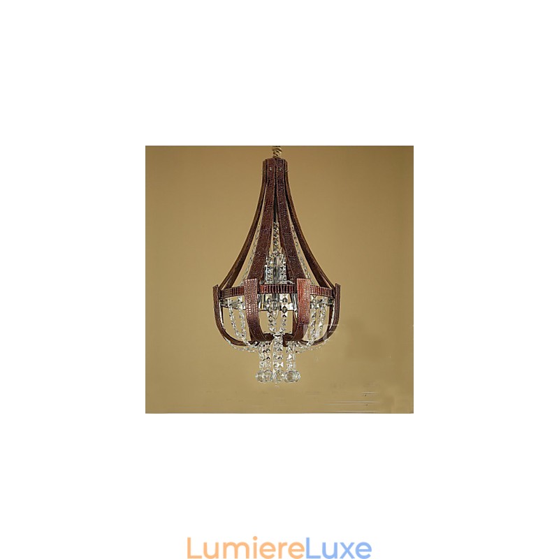 Lustre créatif en cristal et cuir de luxe post-moderne Lron