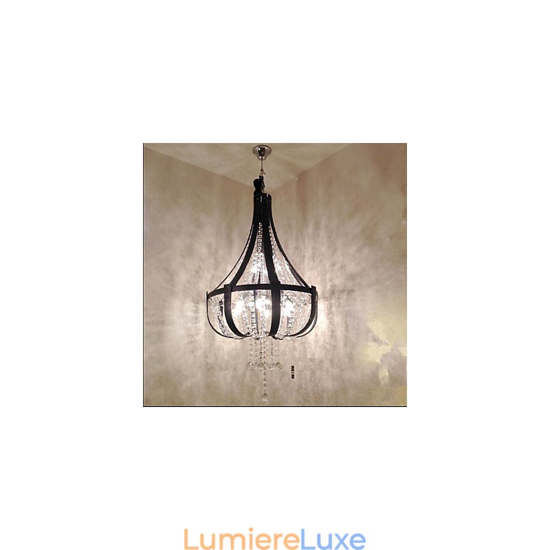 Lustre créatif en cristal et cuir de luxe post-moderne Lron