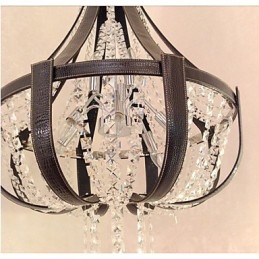 Lustre créatif en cristal et cuir de luxe post-moderne Lron