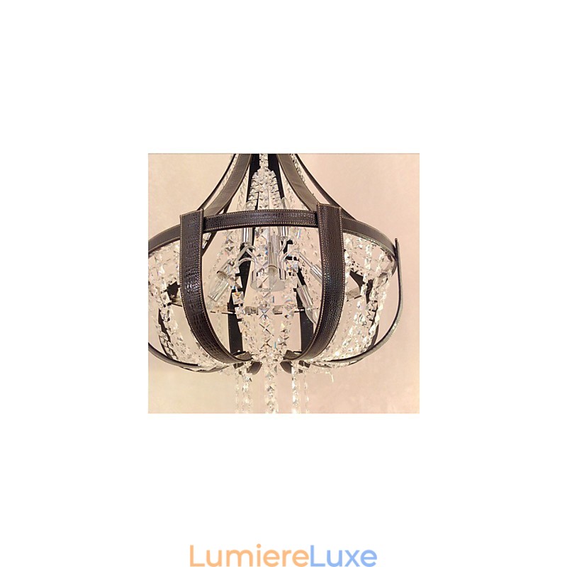 Lustre créatif en cristal et cuir de luxe post-moderne Lron