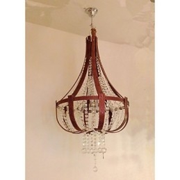 Lustre créatif en cristal et cuir de luxe post-moderne Lron