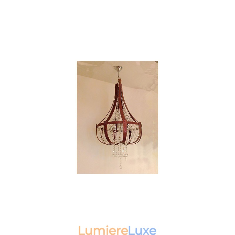 Lustre créatif en cristal et cuir de luxe post-moderne Lron