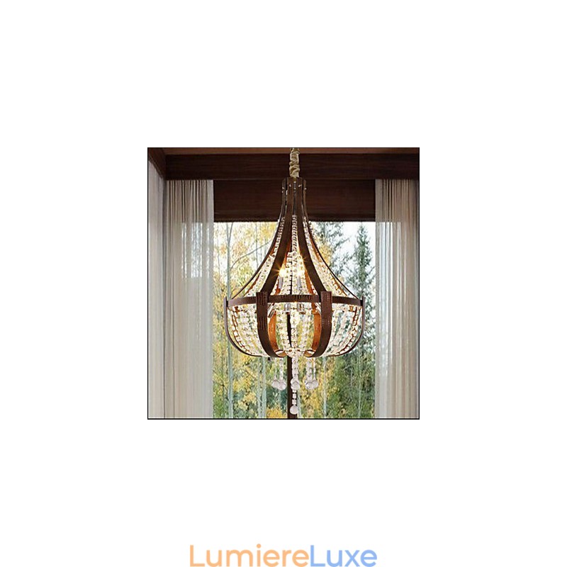 Lustre créatif en cristal et cuir de luxe post-moderne Lron