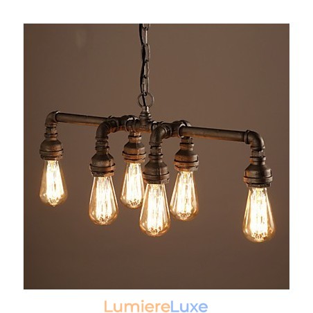 Suspension industrielle vintage style loft rétro Edison en métal avec tuyau d'eau Suspension industrielle vintage style loft rétro Edison en métal avec tuyau d'eau
