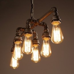 Suspension industrielle vintage style loft rétro Edison en métal avec tuyau d'eau
