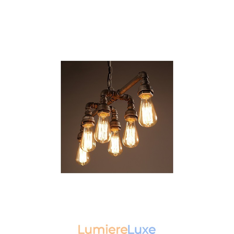 Suspension industrielle vintage style loft rétro Edison en métal avec tuyau d'eau