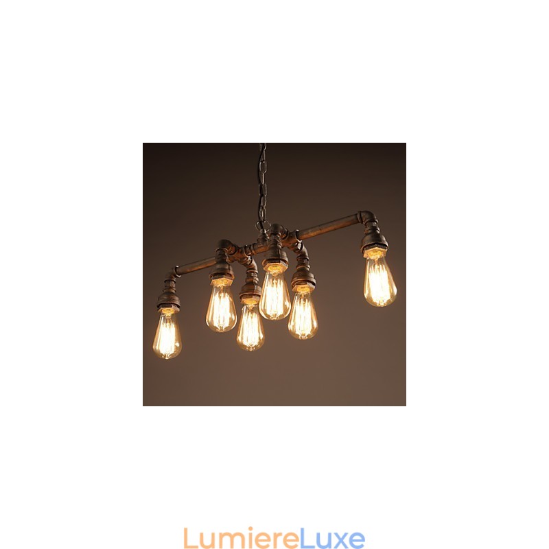 Suspension industrielle vintage style loft rétro Edison en métal avec tuyau d'eau