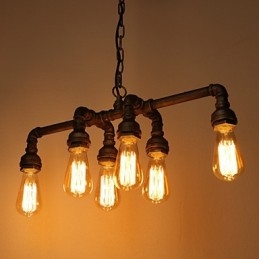 Suspension industrielle vintage style loft rétro Edison en métal avec tuyau d'eau