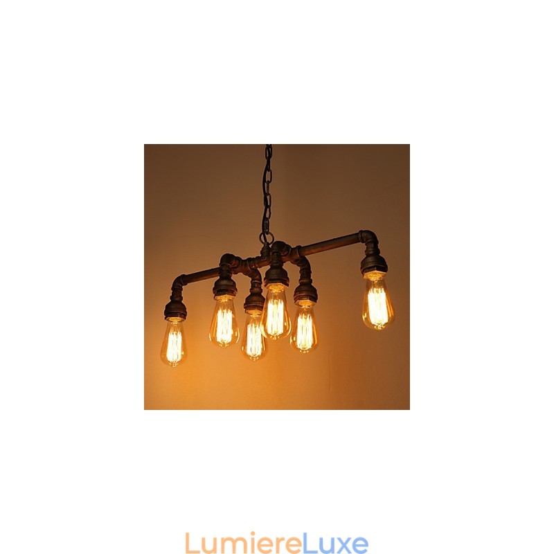 Suspension industrielle vintage style loft rétro Edison en métal avec tuyau d'eau