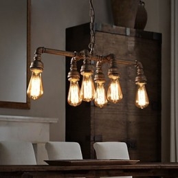 Suspension industrielle vintage style loft rétro Edison en métal avec tuyau d'eau