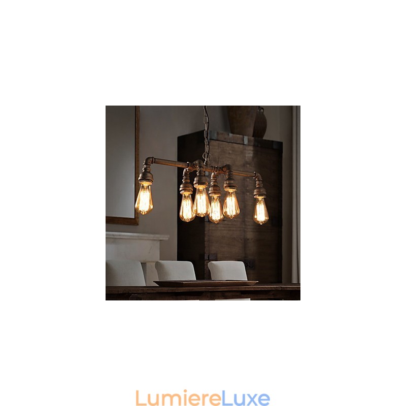 Suspension industrielle vintage style loft rétro Edison en métal avec tuyau d'eau