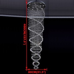 Plafonnier suspendu en cristal K9, 13 lampes modernes argentées et transparentes