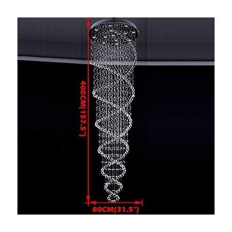 Plafonnier suspendu en cristal K9, 13 lampes modernes argentées et transparentes Plafonnier suspendu en cristal K9, 13 lampes modernes argentées et transparentes