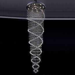 Plafonnier suspendu en cristal K9, 13 lampes modernes argentées et transparentes