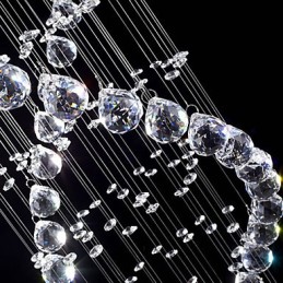 Plafonnier suspendu en cristal K9, 13 lampes modernes argentées et transparentes