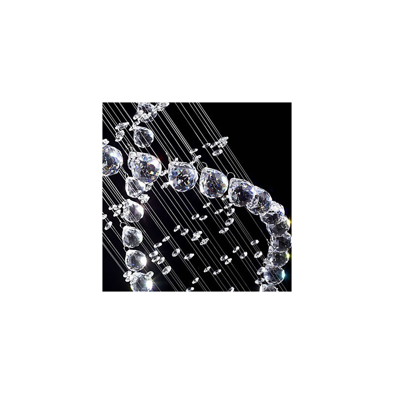 Plafonnier suspendu en cristal K9, 13 lampes modernes argentées et transparentes