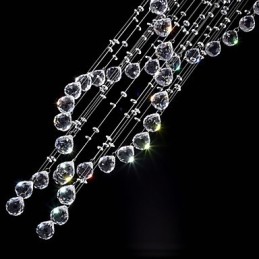 Plafonnier suspendu en cristal K9, 13 lampes modernes argentées et transparentes