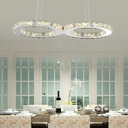 Suspension contemporaine en métal chromé et cristal