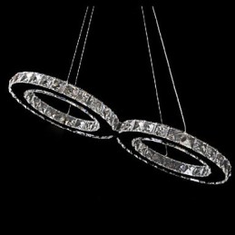 Suspension contemporaine en métal chromé et cristal