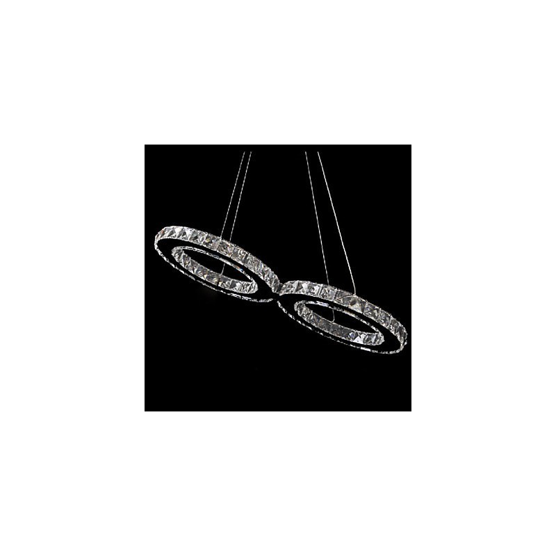Suspension contemporaine en métal chromé et cristal