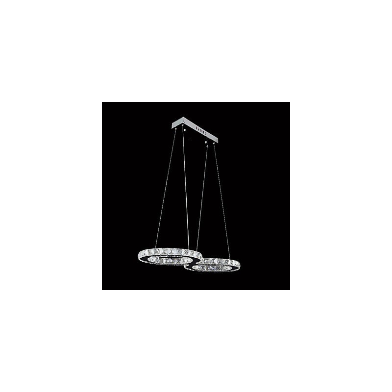 Suspension contemporaine en métal chromé et cristal
