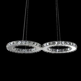 Suspension contemporaine en métal chromé et cristal