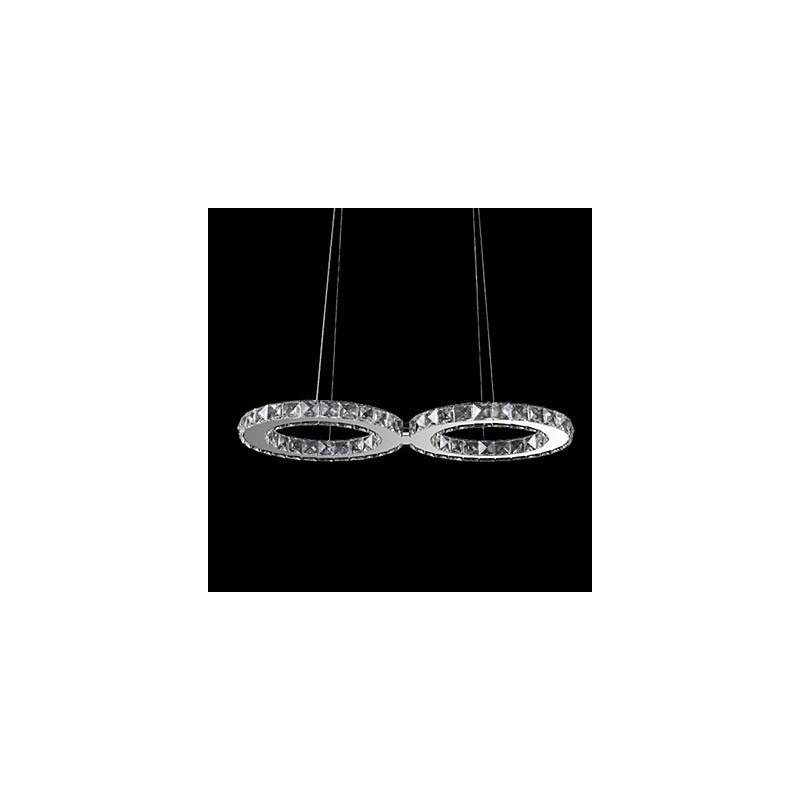 Suspension contemporaine en métal chromé et cristal