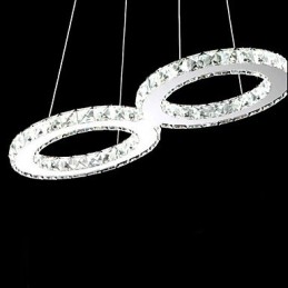 Suspension contemporaine en métal chromé et cristal