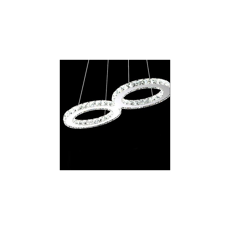 Suspension contemporaine en métal chromé et cristal