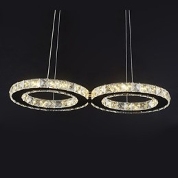 Suspension contemporaine en métal chromé et cristal
