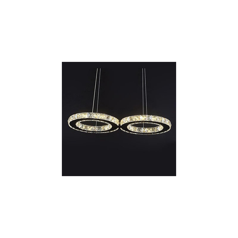 Suspension contemporaine en métal chromé et cristal
