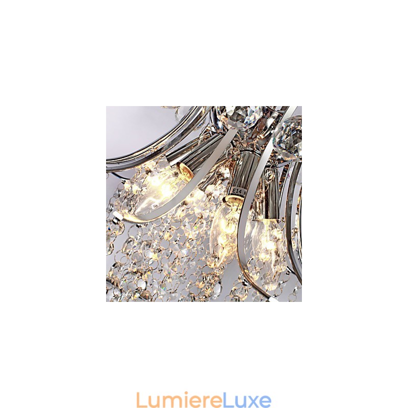 Suspension de luxe moderne en cristal à 6 lumières