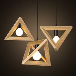 Plafonnier triangulaire en bois de style européen, créatif et rustique, restauré selon des méthodes anciennes