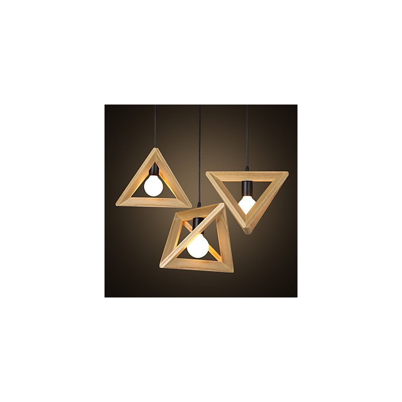 Plafonnier triangulaire en bois de style européen, créatif et rustique, restauré selon des méthodes anciennes