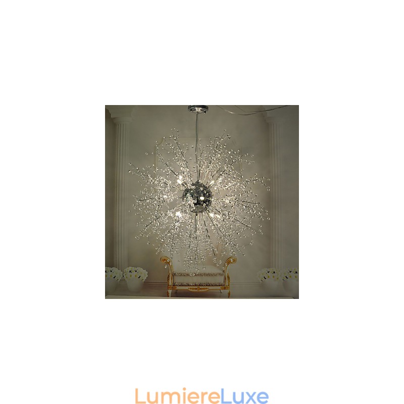 Lustre suspendu Globe Crystal en métal chromé
