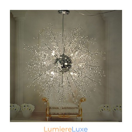 Lustre suspendu Globe Crystal en métal chromé Lustre suspendu Globe Crystal en métal chromé