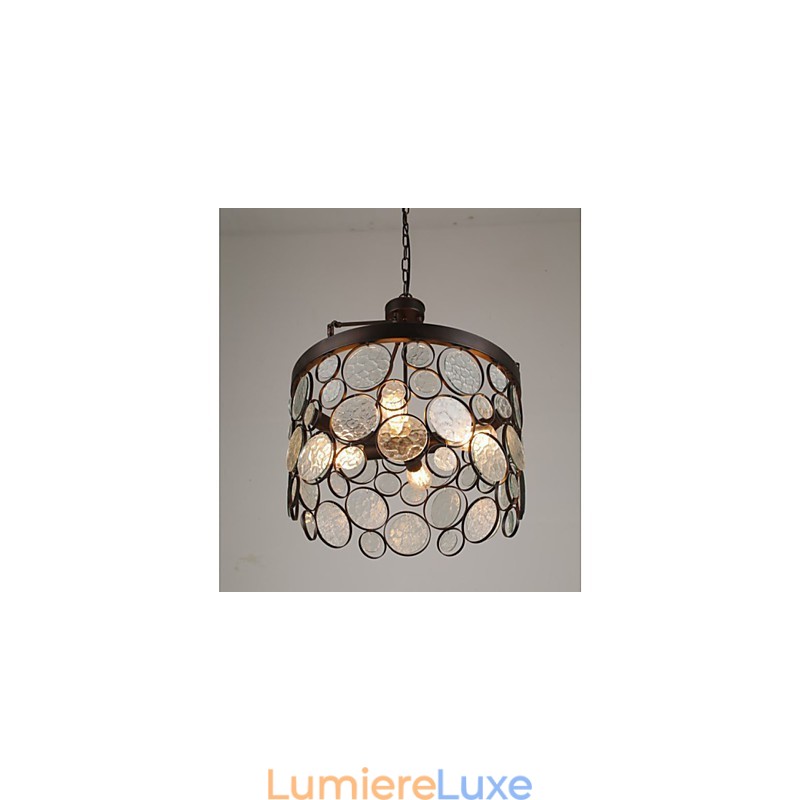 Lustre vintage en fer et verre