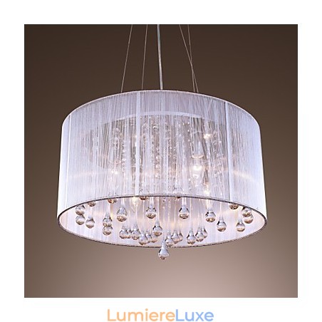 Suspension contemporaine moderne en métal galvanisé et cristal Suspension contemporaine moderne en métal galvanisé et cristal