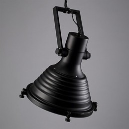 Lampe suspendue rétro en fer noir et abat-jour en verre