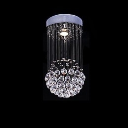 Lustre moderne contemporain en métal galvanisé et cristal à montage encastré