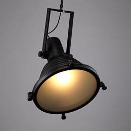 Lampe suspendue rétro en fer noir et abat-jour en verre